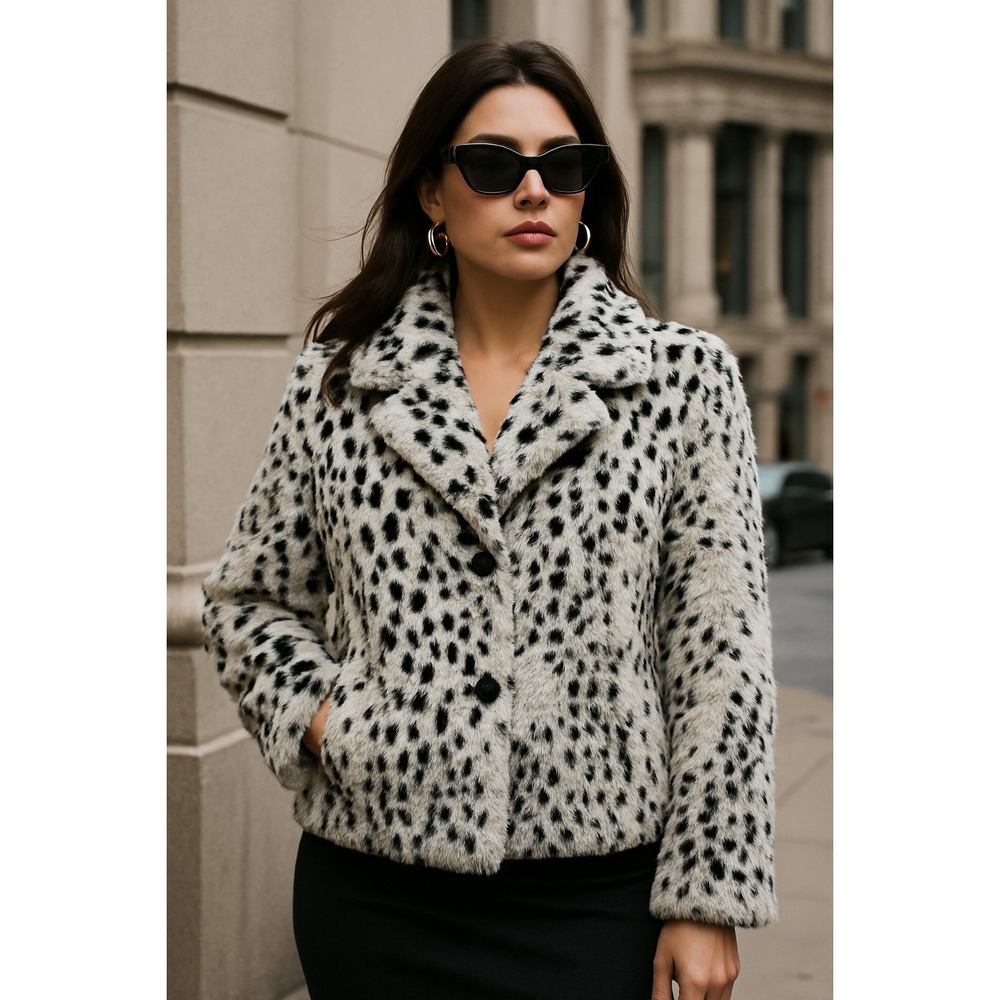 Draper's &‎ Damon' Womens L Mob Wife Luxe Faux Fur Mafia Snatched Winter Coat